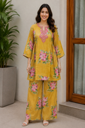 Mustard Floral Printed Cotton Co-Ord Set