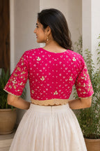 Rani Pink Bandhani Embroidered Designer Blouse