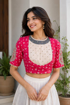 Rani Pink Bandhani Embroidered Designer Blouse