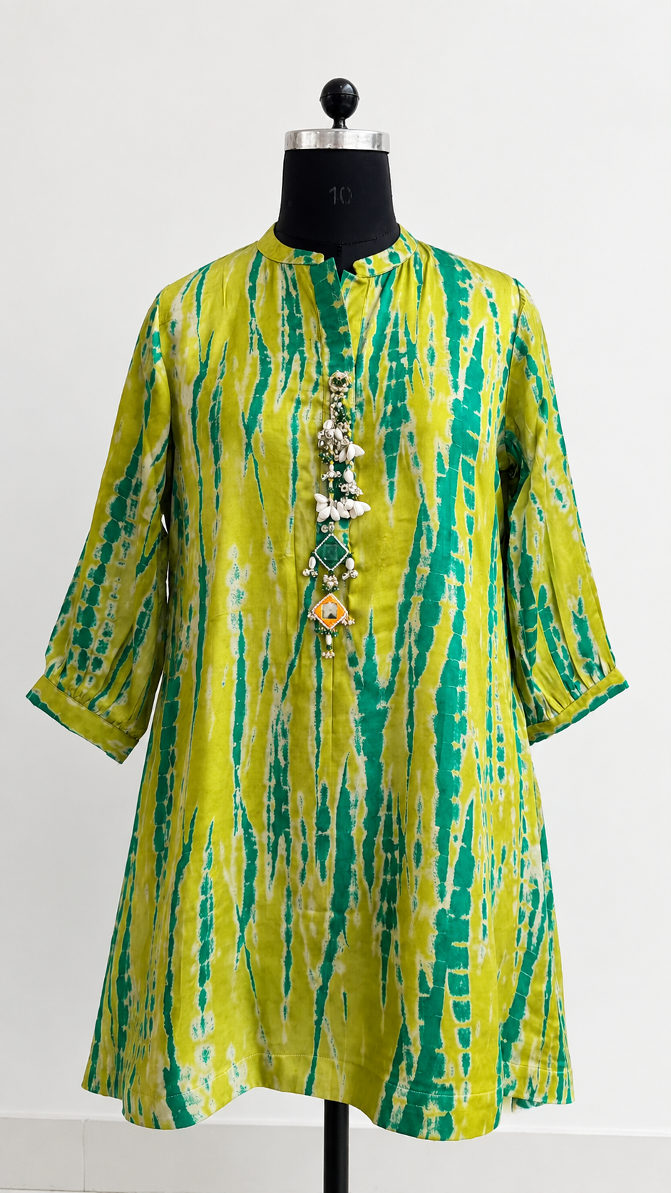 Lime Green Abstract Printed Flared Kurta Co-ord Set