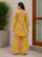 Mustard Floral Printed Cotton Co-Ord Set