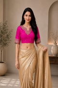 Embroidered Silk Blend Readymade Saree Blouse