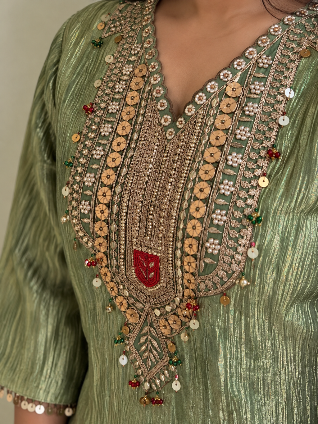 Crushed Tissue Organza Kurta Set