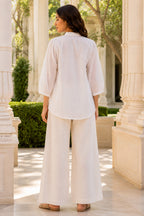 White Shirt with Bird Embroidery