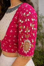 Rani Pink Bandhani Embroidered Designer Blouse