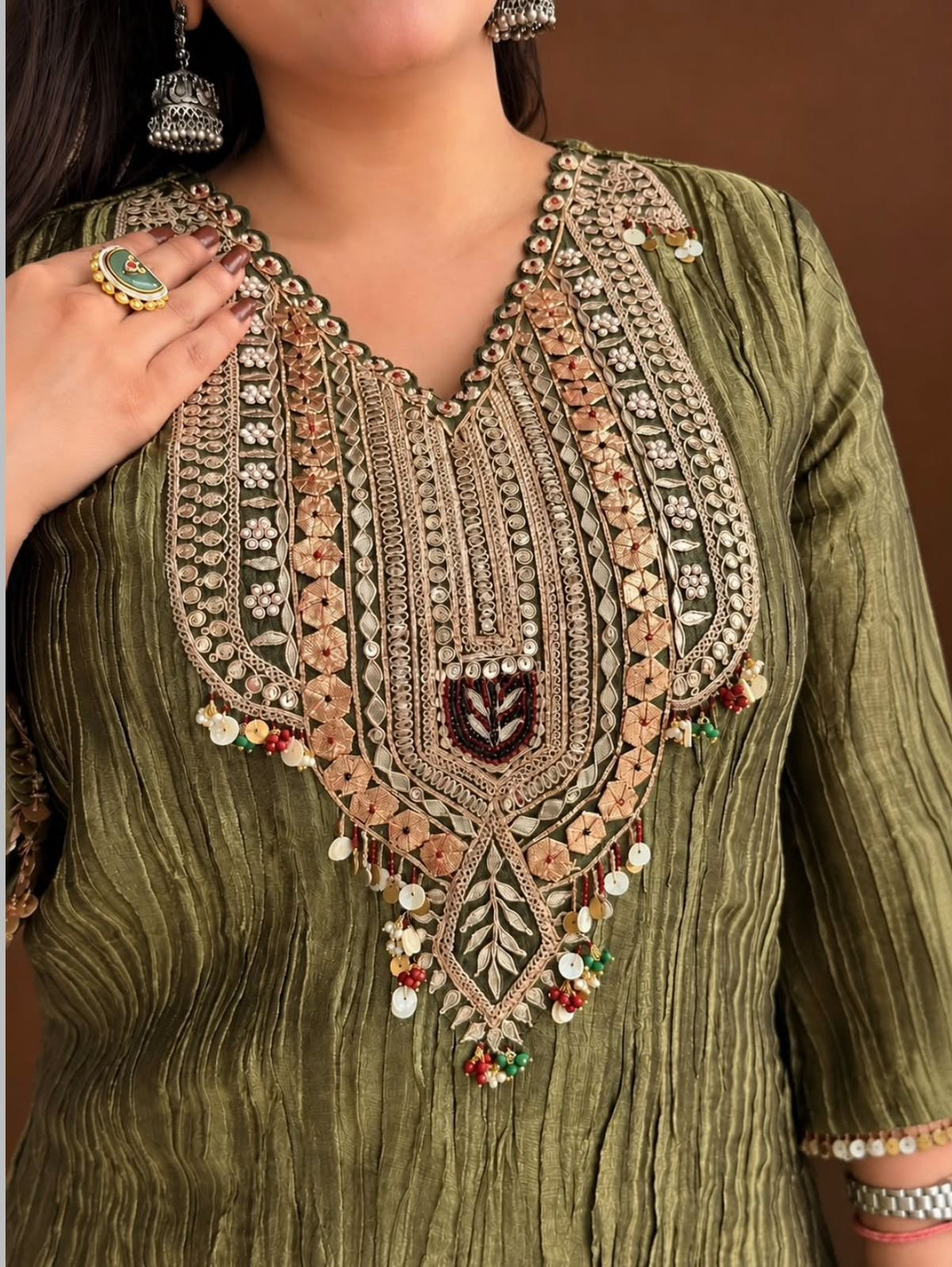 Crushed Tissue Organza Kurta Set