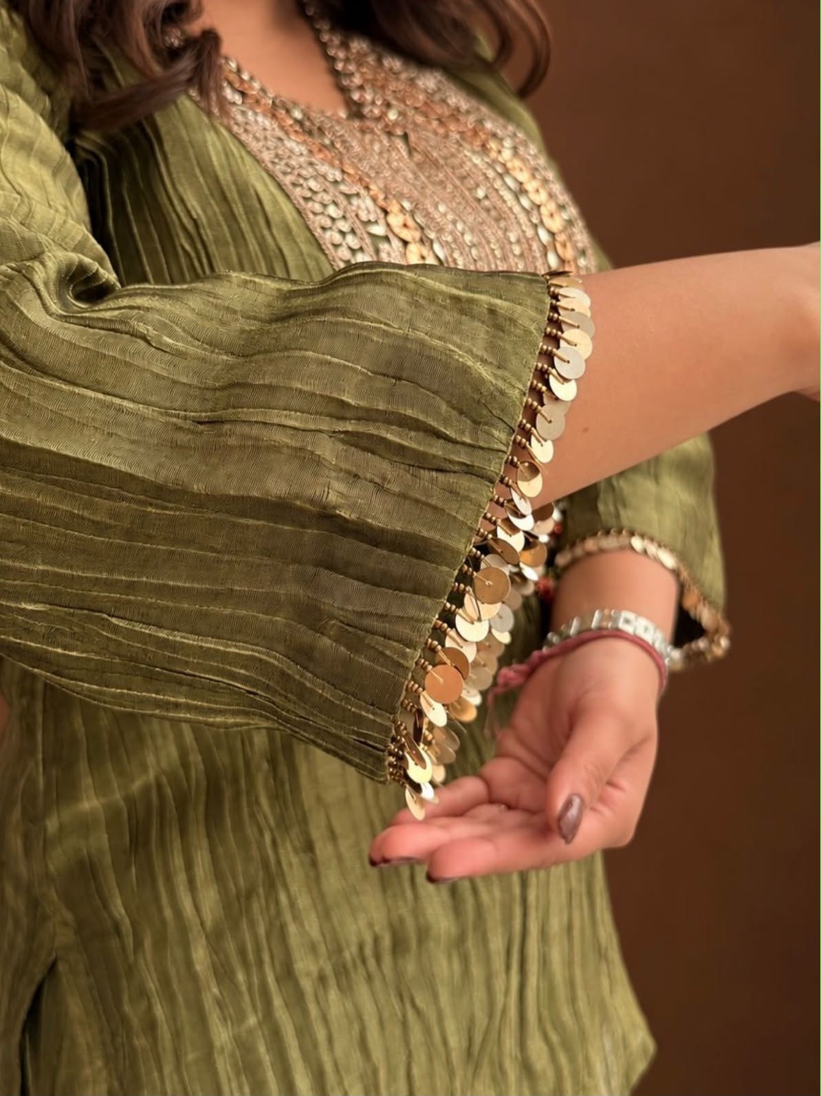 Crushed Tissue Organza Kurta Set