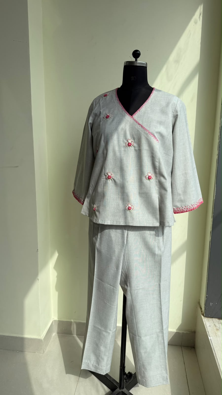 Grey Embroidered Co-ord Set