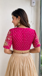 Rani Pink Sweetheart Neck Embroidered Designer Blouse