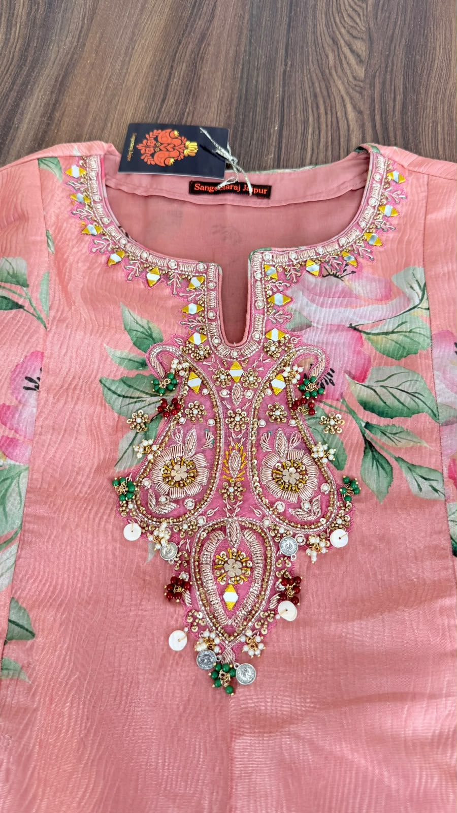 Blush Pink Floral Embroidered Cotton Co-Ord Set