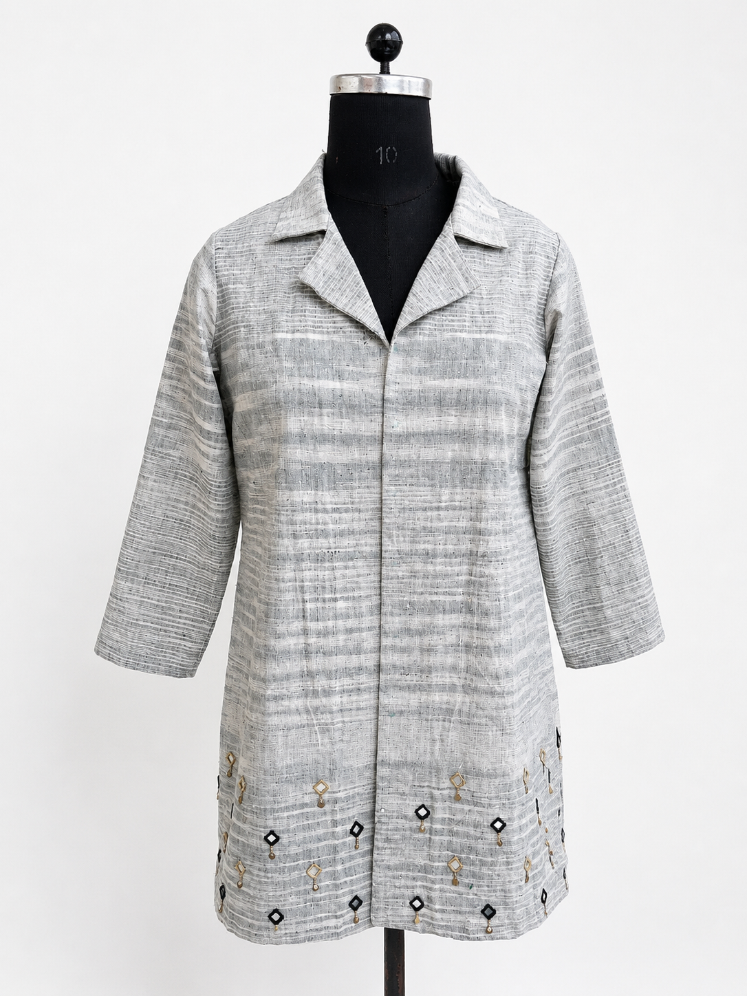 Ivory Grey Striped Handmade Shirt
