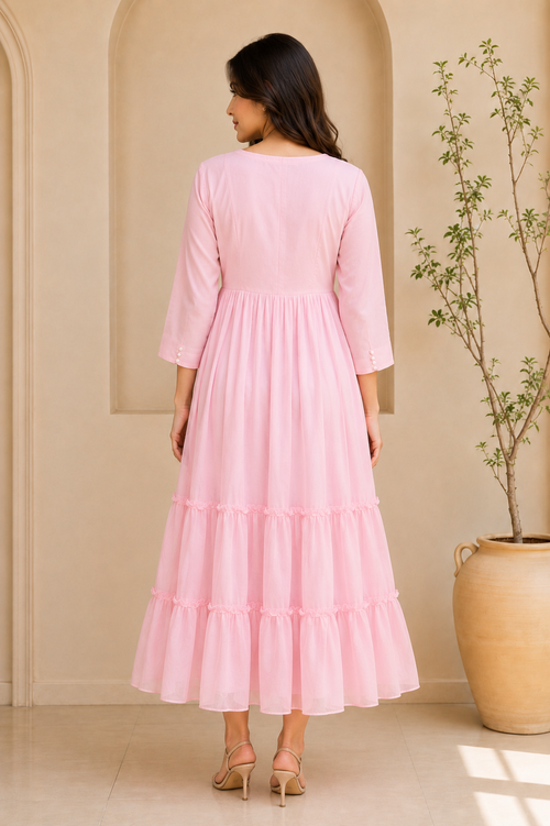 Blush Bloom Tiered Maxi Dress